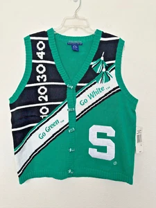 Collegiate Eagle's Eye Vtg Michigan State Knit Vest Deadstock Women's Large NEW - Picture 1 of 8