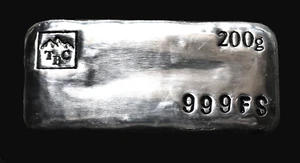 200g Hand Poured Fine Silver Bar 999 Bullion - Tasmanian Bullion Company - Picture 1 of 2