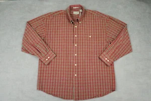 Bill Blass Shirt Mens XXL Red Plaid Button Down Pocket 100 Cotton Outdoor - Picture 1 of 14