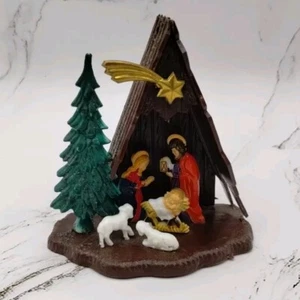 Vtg Mini Plastic Christmas Nativity A Frame Figurine Ornament Hong Kong READ - Picture 1 of 14