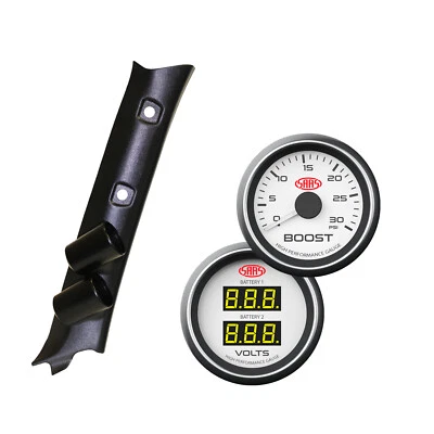 Pillar Pod w/ White Diesel Boost & Dual Volts Gauge for GU Nissan Patrol 1997-15 - Image 1 of 4