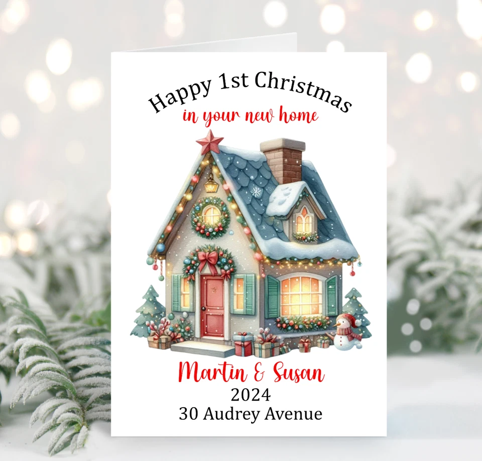 FORGETMEKNOT CARDS Personalised Christmas Card New Home 1st Xmas in new house Son Daughter Friends