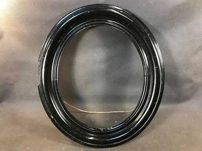 Ancien cadre photo ovale en bois noir 19ème Napoléon 3 - Photo 1/4