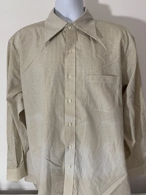 Camisa quadriculada Brooks Brothers sem ferro ajuste regular bege claro 17,5/35 - Imagem 1 de 4