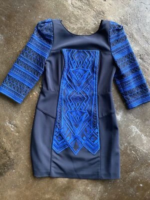 Tibi Black Bodycon Embroidered Dress Size 6 WOT $700 - Image 1 of 4