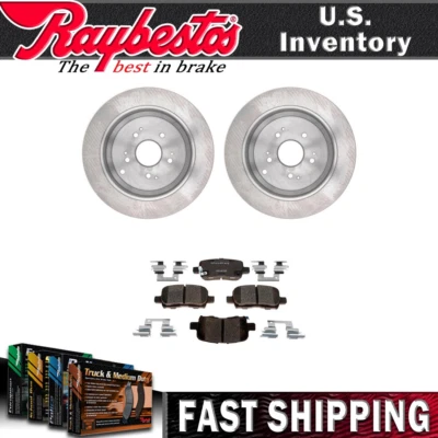 Rotores de freno traseros y pastillas de freno de cerámica con herrajes para Honda Odyssey 2002-2004 Foto 1 de 4