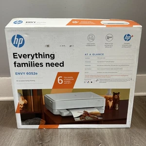 Impresora de inyección de tinta a color inalámbrica todo en uno HP Envy 6052e escáner copiadora blanca - Imagen 1 de 10