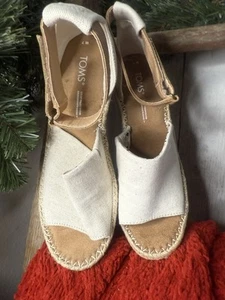 Toms Damen-Sandalen 7 hellbraun Madelyn Keilabsatz Espadrille-Absatz Schuh - Bild 1 von 14