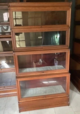 Barrister Bookcase Globe Wernicke Antique c1910 Oak 4 Compartments - Image 1 of 4