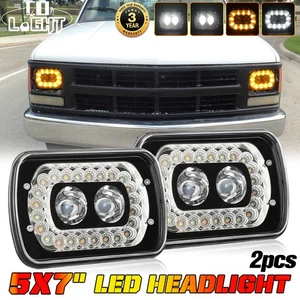 2X 7x6" Led Headlight HI/Lo Halo DRL For Chevy C1500 C2500 C3500 Suburban Pickup - Picture 1 of 10