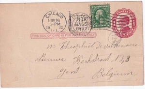 G021 United States 1912 Chicago to Gent Belgium postal stationery - Picture 1 of 2