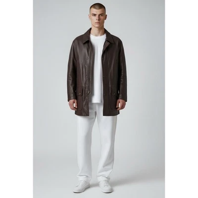 Banana Republic Cabinwear Tumble Leather Jacket Button Full Zip Closure Mens Med - Image 1 of 4