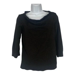 Black Lace-Back Sweater By AB Studio Large Cotton Blend Womens Top - Picture 1 of 6