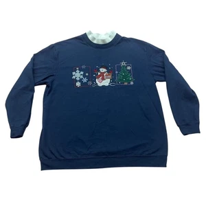 Sudadera grande bordada muñeco de nieve vintage Bobbie Brooks árbol de Navidad - Imagen 1 de 5