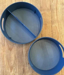 Copco Non-Skid High Wall Turntables 2 Pc Set - 10 in & 12 In w/ Dividers - Blue - Picture 1 of 8