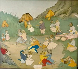 Margaret Ross THE DANCE Signed In The Plate 1940s watercolor & pen board mounted - Picture 1 of 9