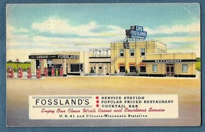 181    1946  Postcard  Fossland's Gas & Restaurant Kenosha Wi  Sender Was Drunk - Picture 1 of 2