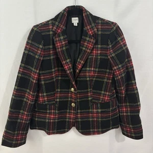 J. Crew Patterned Schoolboy Plaid Tartan Holiday Blazer Women's Size 6 Wool Blnd - Picture 1 of 9