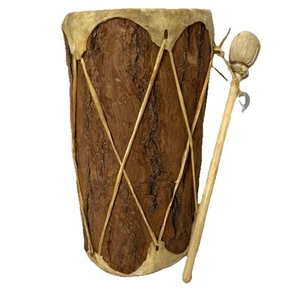 RARE VINTAGE NATIVE AMERICAN HANDMADE LARGE POW WOW CEREMONIAL DRUM - Picture 1 of 6
