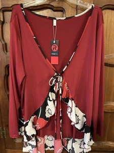 NEW-ROSEGAL-3X Cardigan-Rosso/Nero/Bianco-Cravatta/Fronte con volant - Foto 1 di 12