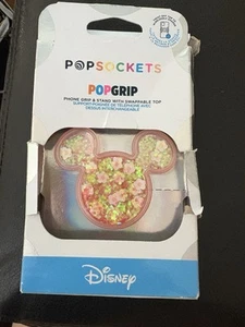 Disney Popsockets PopGrip Earridescent Clear Mickey Mouse Cascading Flowers NEW - Picture 1 of 8