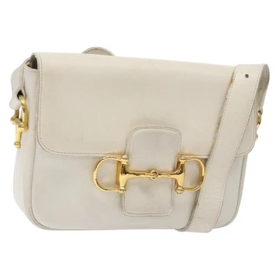 CELINE Shoulder Bag Leather Gold White Auth yk19029 - Image 1 of 4