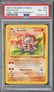 GRAVELER 1999 Pokemon Fossil 1999-2000 Copyright #37 PSA 8 (Pop 3) - Picture 1 of 2