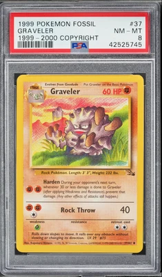 GRAVELER 1999 Pokemon Fossil 1999-2000 Copyright #37 PSA 8 (Pop 3) - Image 1 of 2
