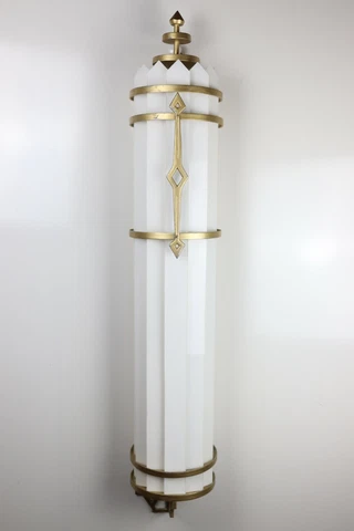 Huge Vintage 51" Wall Sconce Light 9-Piece Acrylic Shades Small Town Theatre Cover