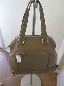 NWT Talbots Fabulous Taupe Leather Double Handled Satchel/ Top Zipper-$ 249 