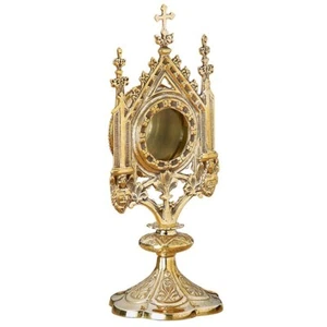 11.5 Inch Reliquary Gothic Cross Brass - Picture 1 of 2