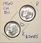 1960 P&D Roosevelt Dimes Ch Bu Us Coin from Obw Rolls