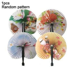 CHINESE PAPER FOLDING HAND FAN Wedding Party Summer Floral Printed Favour~ - Picture 1 of 13