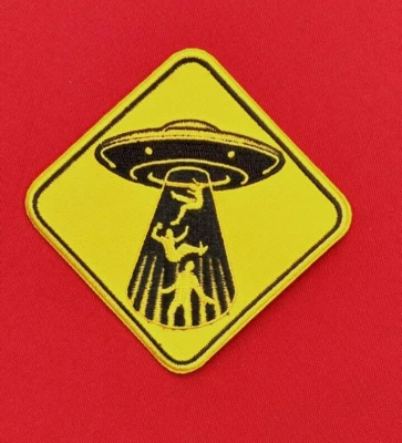 Alien abduction patch 4'' by 4'' Iron-on Sew on  Embroidered Patch - Image 1 of 2