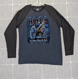 ACDC Liquid Blue Raglan Shirt Mens Large For Those About To Rock We Salute You - Picture 1 of 14