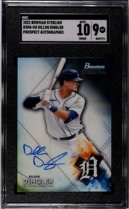 2021 Bowman Sterling Dillon Dingler RC Prospect AUTO-Detroit Tigers-SGC 10/9 - Foto 1 di 2