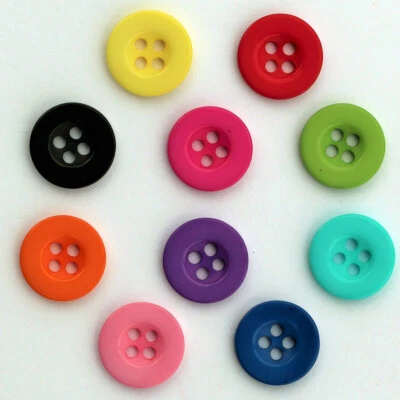 Boutons de Couture Unis avec 4 Trous en Résine 13mm - Lot de 10 Couleur au Choix