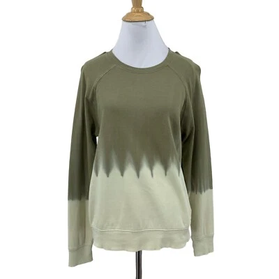 Athleta Sundown Dip Dye Shirt Womens XS Moss Beige Round Neck Raglan Long Sleeve - Image 1 of 4