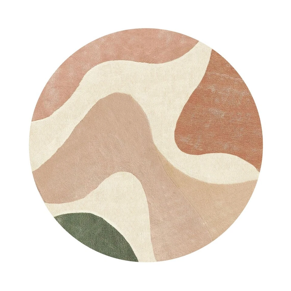 Rug Hand Tufted 100% Wool Area Rug Round Handmade Carpet for Room Livingroom - Image 1 of 4