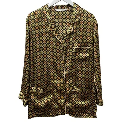 Top de pijama VICTORIA'S SECRET mediano satinado foulard estampado negro amarillo Foto 1 de 4