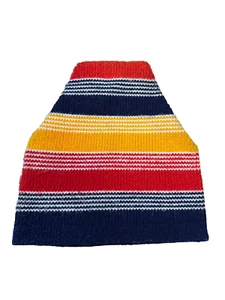 Vintage Wigwam Knit Hat Beanie Ski Sport Retro 80s Striped Red Blue Yellow - Picture 1 of 11