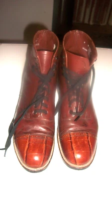 BOTINES HOMBRE UNISEX VINTAGE AÑOS 90 STACY ADAMS CORDONES COCODRILO 8 D 9.5 10 Foto 1 de 4