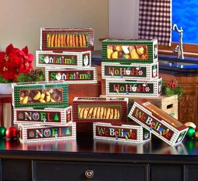 Set of 12 Large Holiday Treat Boxes Christmas Goodies Candy Cookies Containers - Image 1 of 4