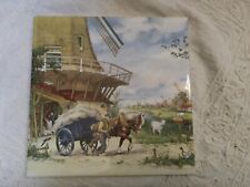 Royal Mosa Holland Ter Steege Tile, Dutch Pastoral Windmill, Horse and Cart