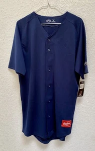 Rawlings Full Button RBJ167 Baseball Jersey - Blue - Short Sleeve - Adult Size M - Picture 1 of 9