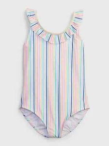 NWT Gap Kids Girls Swimsuit swim rainbow stripes ruffle Recycled  you pick size - Picture 1 of 1