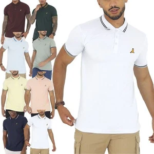 Brave Soul Mens Short Sleeve Plain Tipping Polo Shirt T Shirt Top Casual Cotton - Picture 1 of 9
