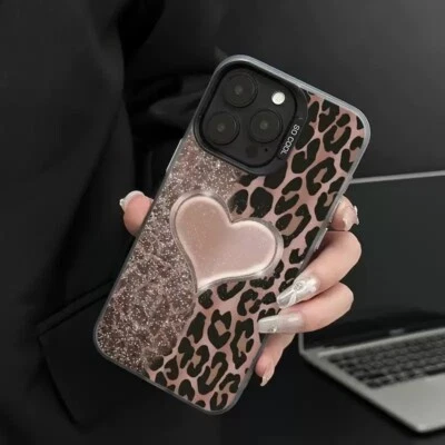 Love Leopard Phone Case For iPhone 16 Pro Max 15 14 13 12 MIni 11 XR XS 8 Cover - Image 1 of 4