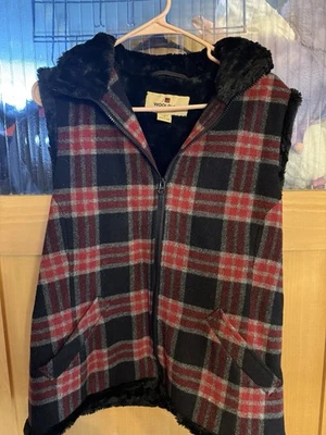 Chaleco de lana Woolrich para mujer Buffalo a cuadros forrado con cremallera completa mediano Foto 1 de 3