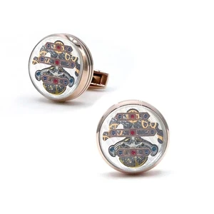 TF est. 1968 Rose Gold Plated Steel Bridges White Cufflinks Model: C3B-PR00 - Bild 1 von 3